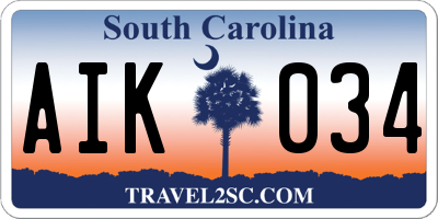 SC license plate AIK034