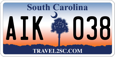 SC license plate AIK038