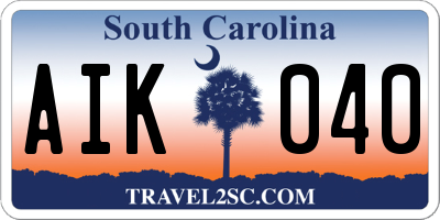 SC license plate AIK040