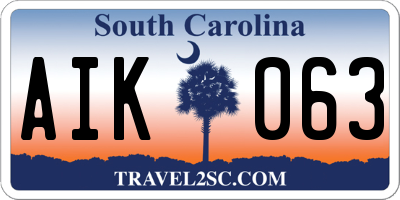 SC license plate AIK063