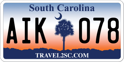 SC license plate AIK078