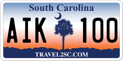 SC license plate AIK100