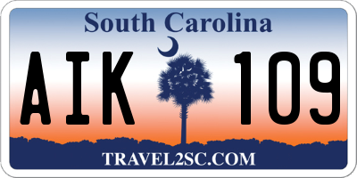 SC license plate AIK109