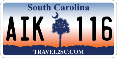 SC license plate AIK116