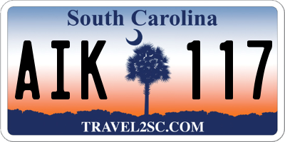 SC license plate AIK117