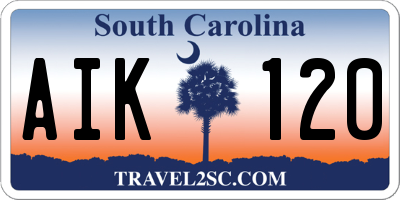 SC license plate AIK120