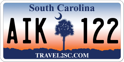 SC license plate AIK122