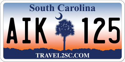 SC license plate AIK125