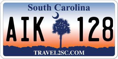 SC license plate AIK128