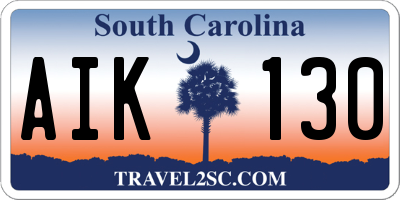 SC license plate AIK130