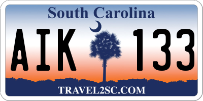 SC license plate AIK133