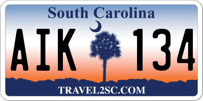 SC license plate AIK134