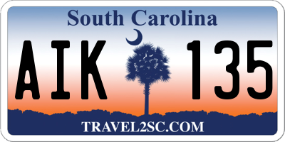 SC license plate AIK135