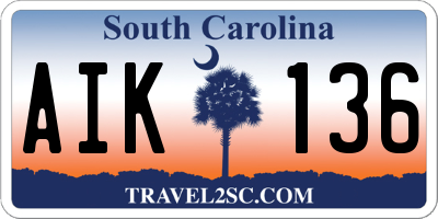 SC license plate AIK136