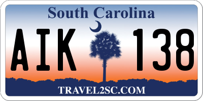 SC license plate AIK138