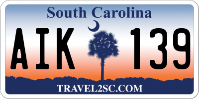 SC license plate AIK139
