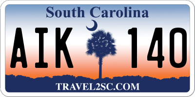 SC license plate AIK140