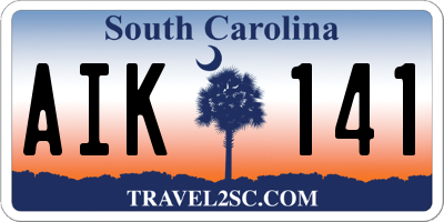 SC license plate AIK141