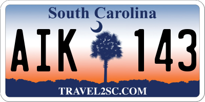 SC license plate AIK143