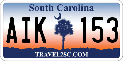SC license plate AIK153