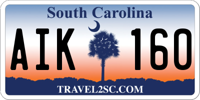 SC license plate AIK160