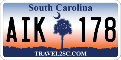 SC license plate AIK178