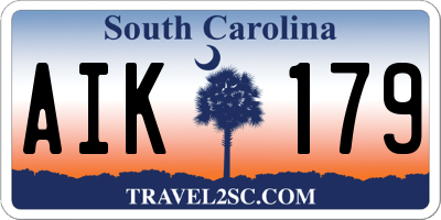 SC license plate AIK179