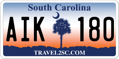 SC license plate AIK180