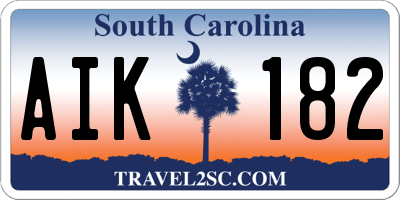 SC license plate AIK182