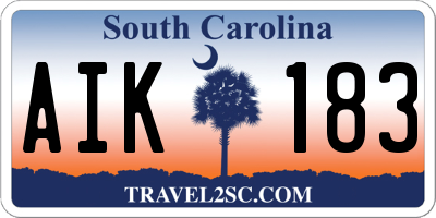 SC license plate AIK183