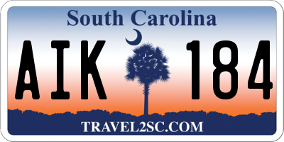 SC license plate AIK184