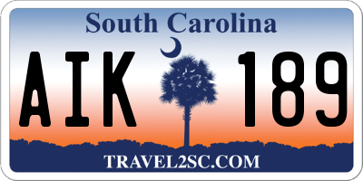 SC license plate AIK189
