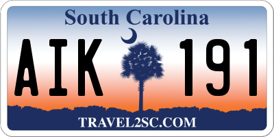 SC license plate AIK191
