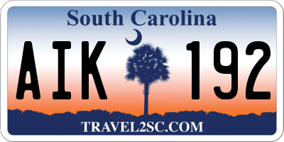 SC license plate AIK192
