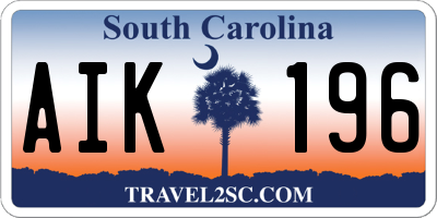 SC license plate AIK196