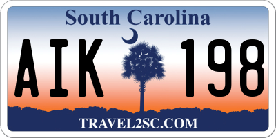 SC license plate AIK198