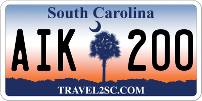 SC license plate AIK200