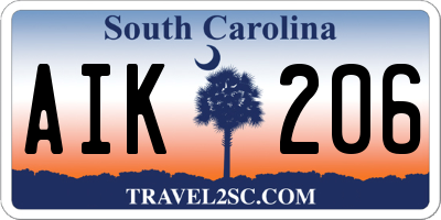 SC license plate AIK206