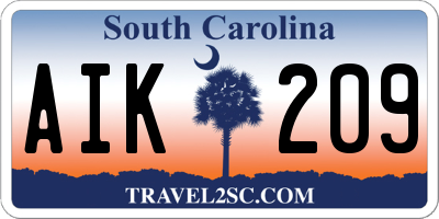 SC license plate AIK209
