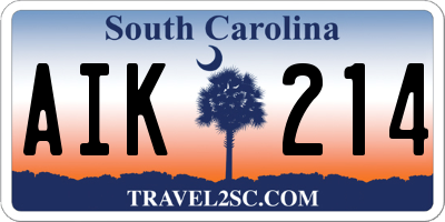 SC license plate AIK214