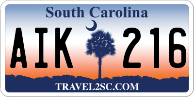 SC license plate AIK216