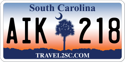 SC license plate AIK218