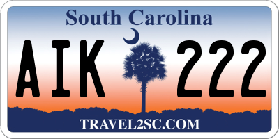 SC license plate AIK222
