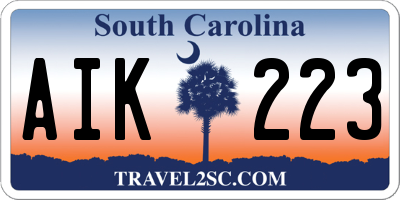 SC license plate AIK223