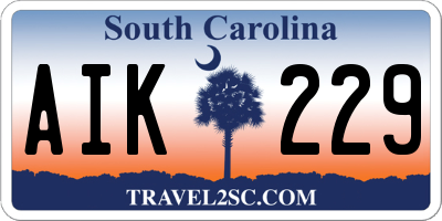 SC license plate AIK229