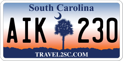 SC license plate AIK230