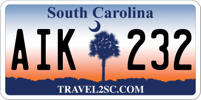 SC license plate AIK232
