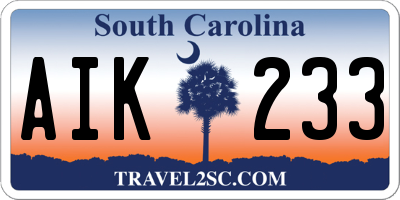 SC license plate AIK233