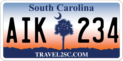 SC license plate AIK234