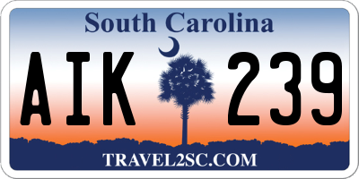 SC license plate AIK239
